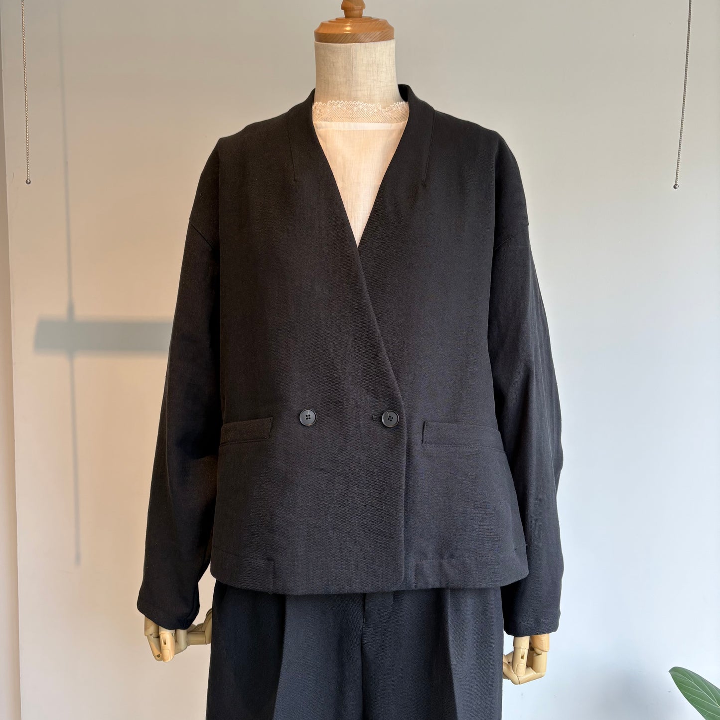 yuni//Linen/Polyester double cocoon short ジャケット　1701JK003261