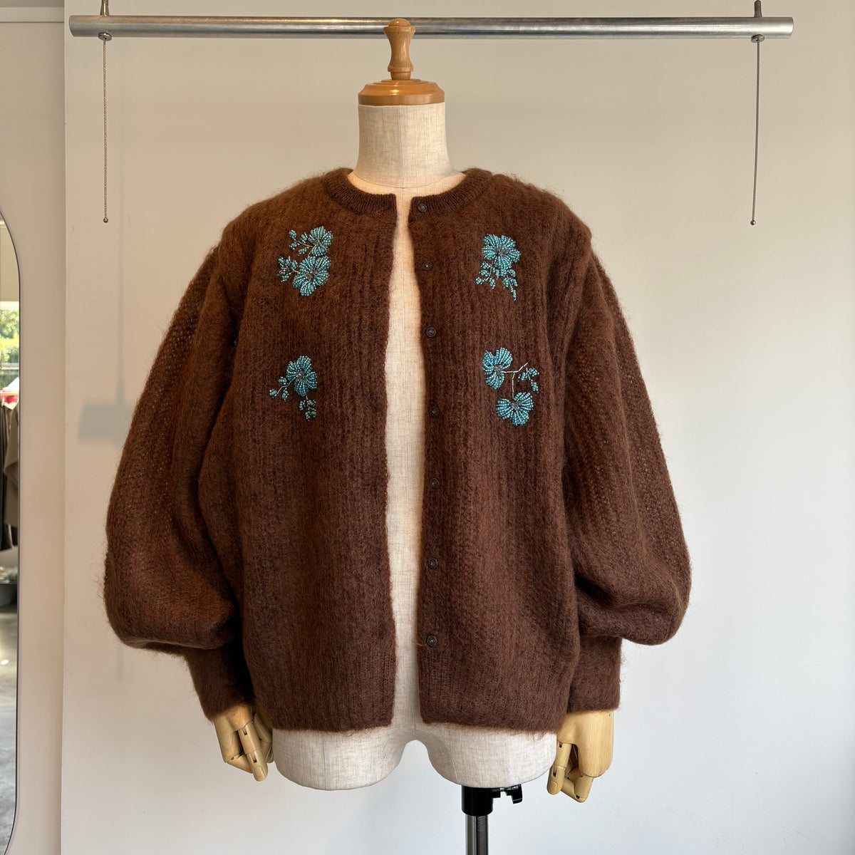 heriter//beads embroidery mohair cardigan  H0-00-1007