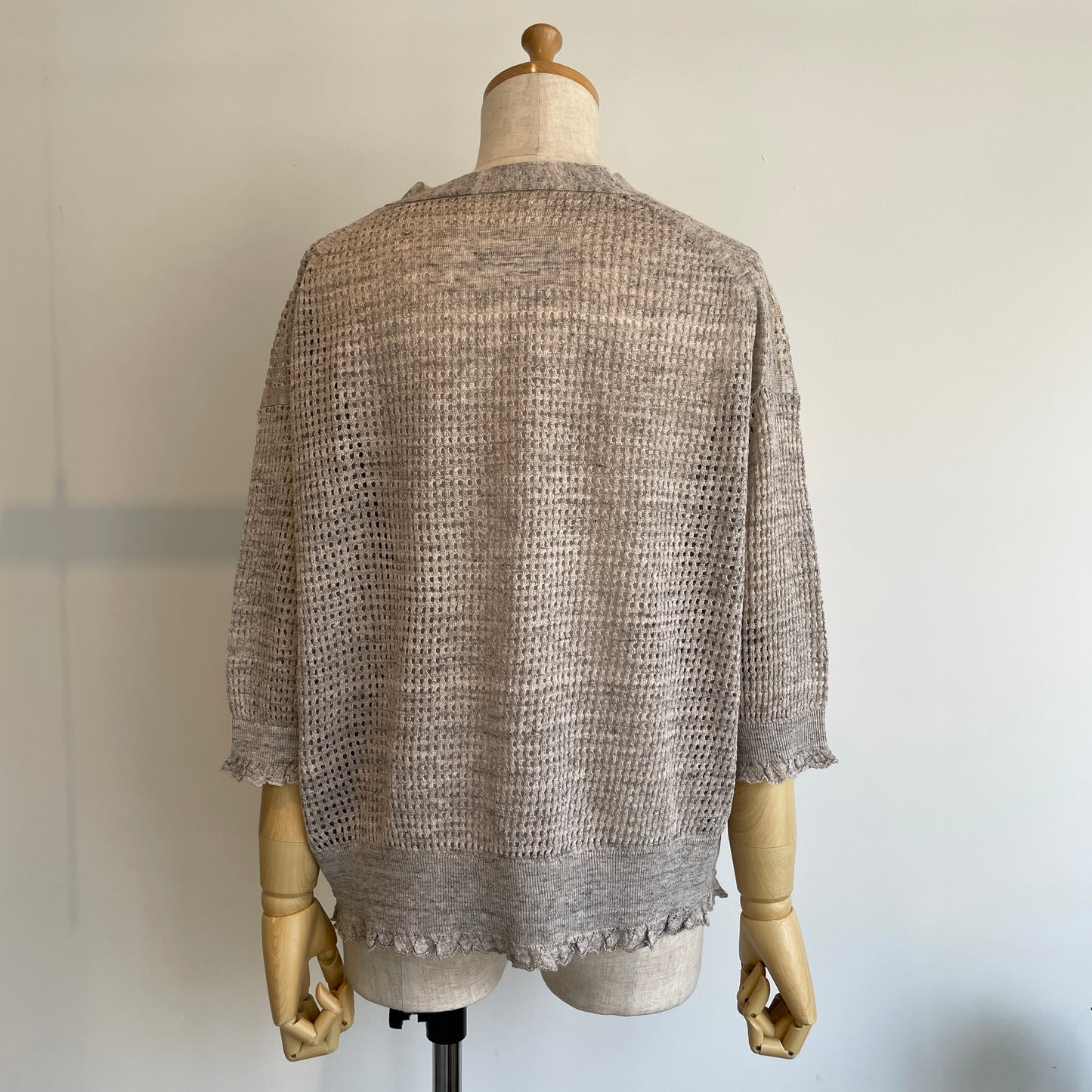 handsofcreation//Pure Linen14G1PLYメッシュ&フリル6分袖VC/D 01620710
