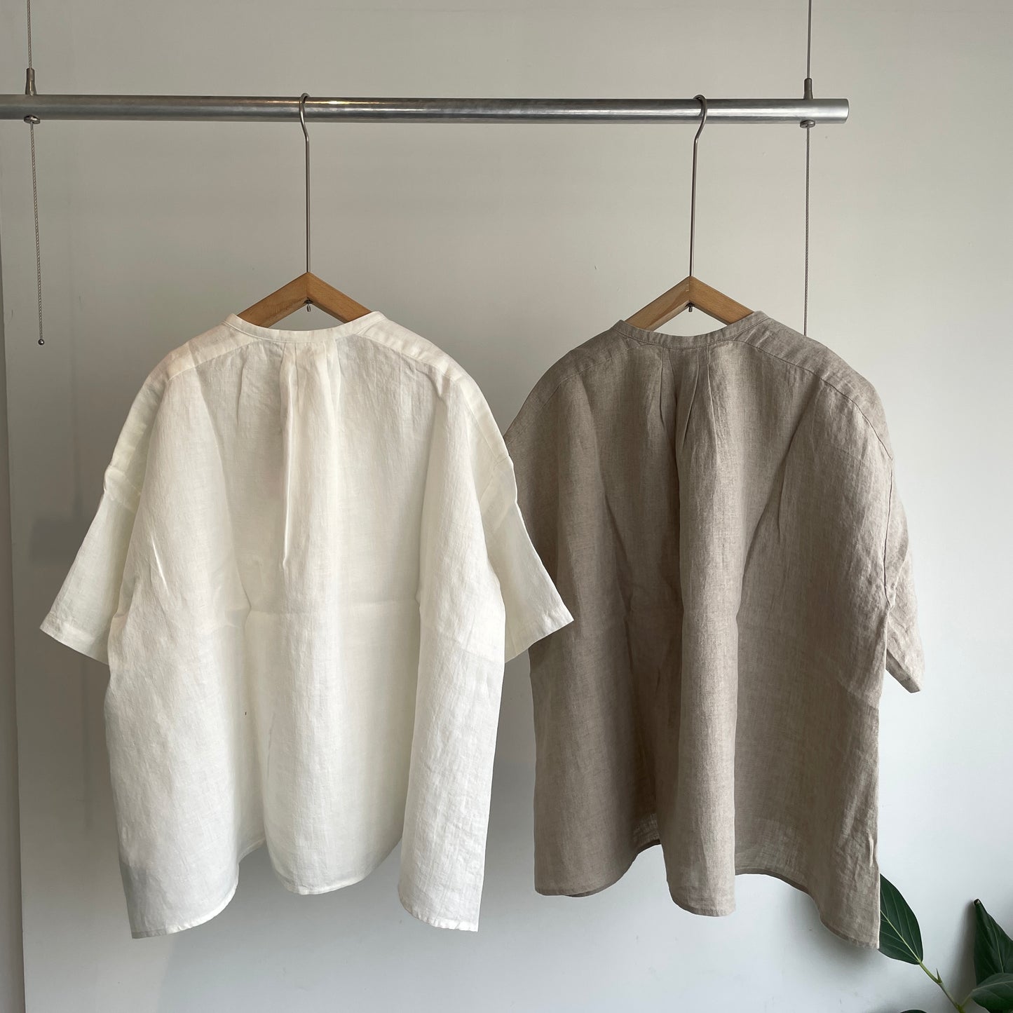 handsofcreation//60/-Linen桐七炊きラッフル半袖BL 01630636