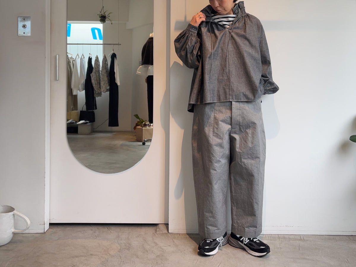 HAVERSACK//ダンガリーダブルフリルカラープルオーバーシャツ　322624