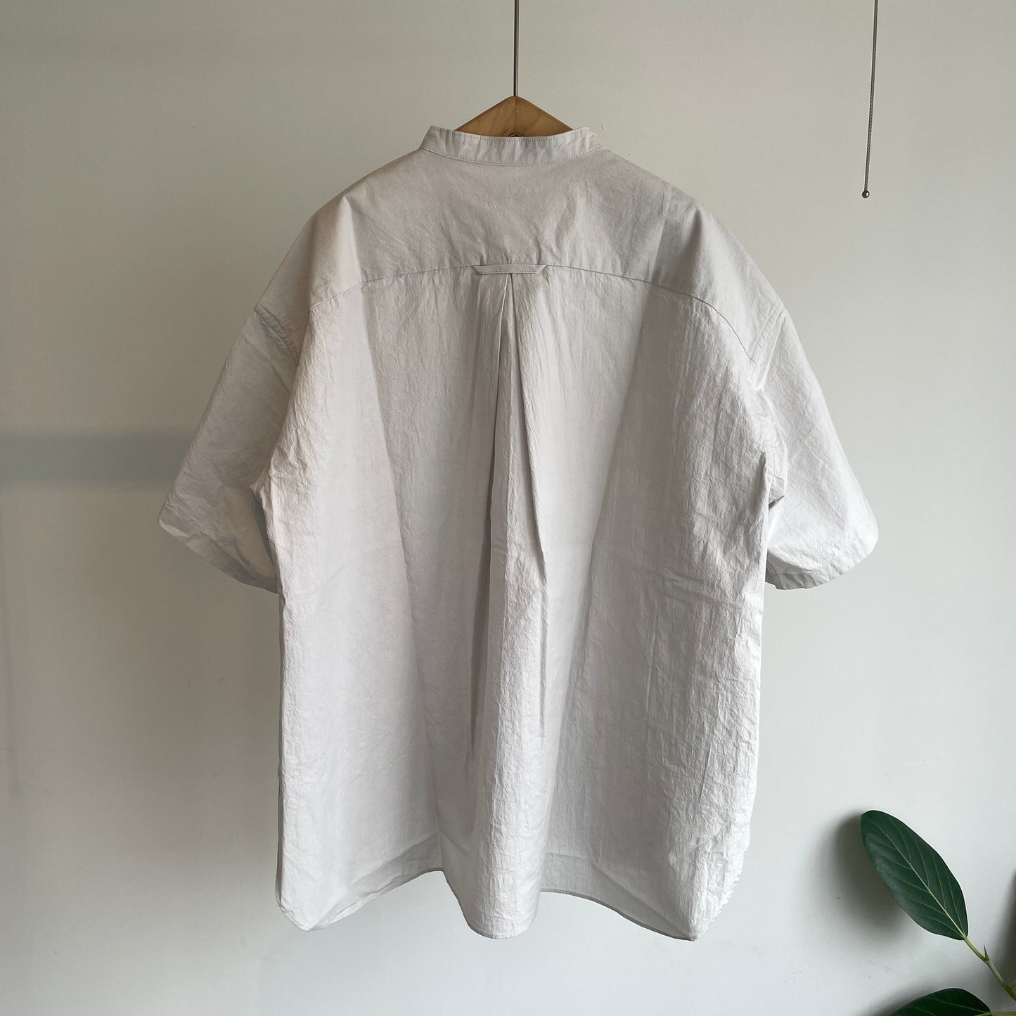 handsofcreation//強然cotton桐七炊きバンドカラー半袖シャツ　01630643