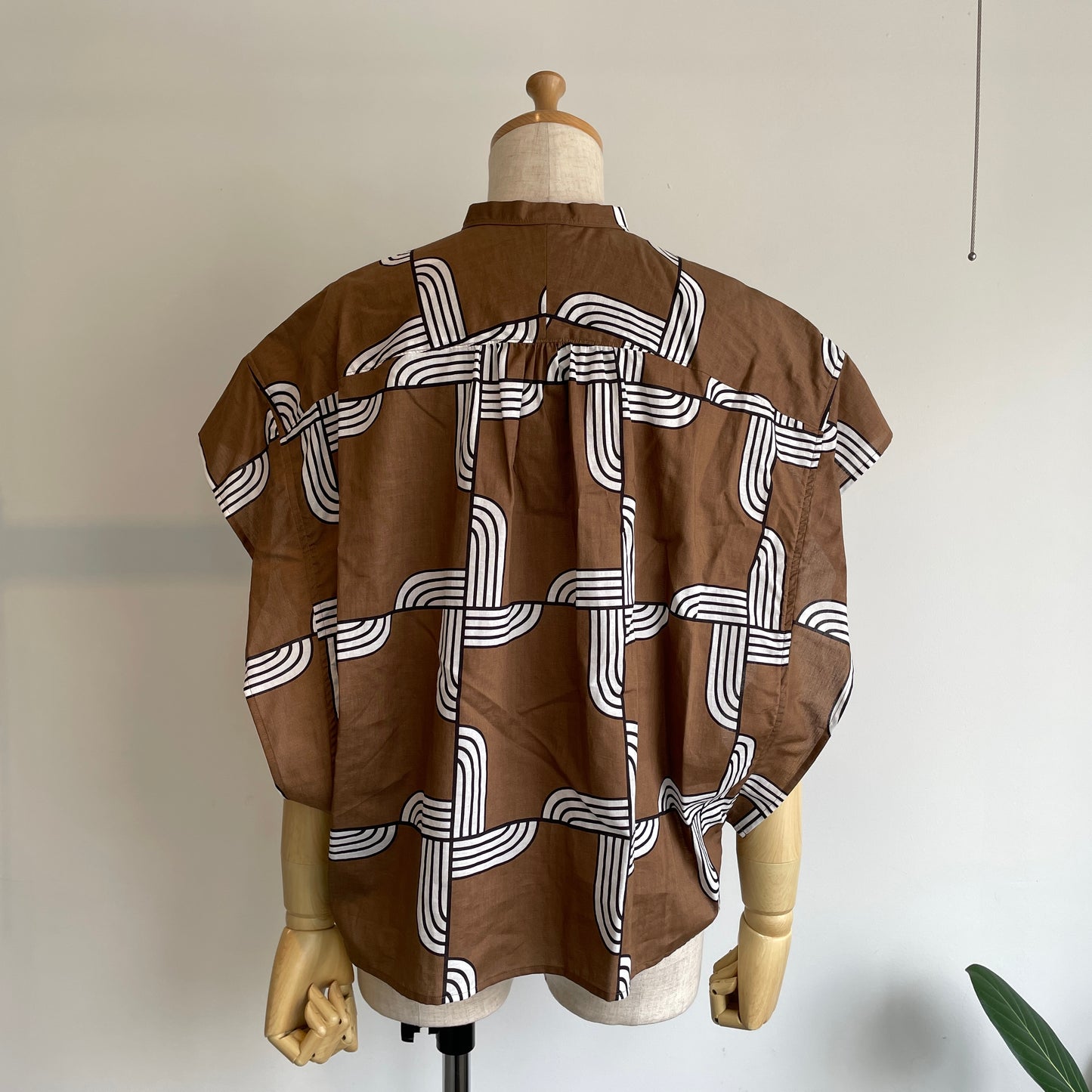 HAVERSACK //ウッドブロックプリントバンドカラーシャツ　622608