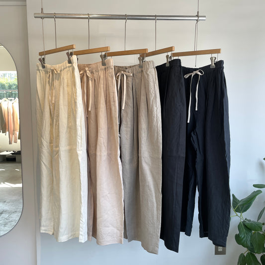 universaltissu//フレンチリネン／東炊きストライプギャザータックPT TS260PT074