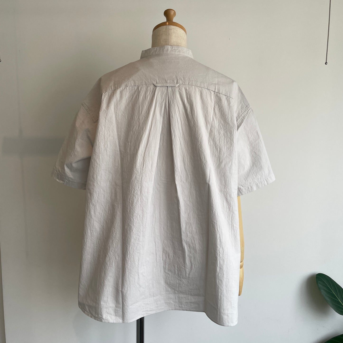 handsofcreation//強然cotton桐七炊きバンドカラー半袖シャツ　01630643