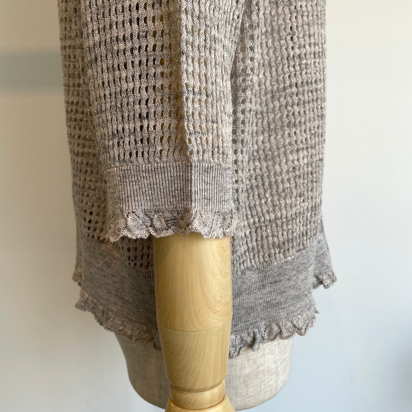 handsofcreation//Pure Linen14G1PLYメッシュ&フリル6分袖VC/D 01620710