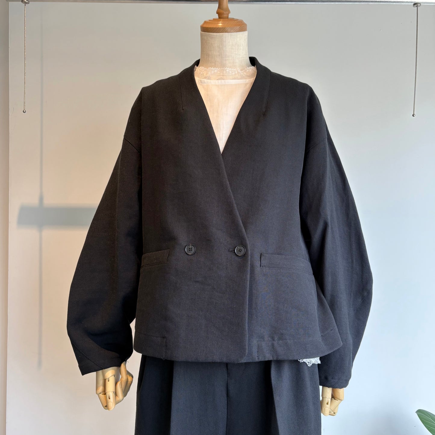 yuni//Linen/Polyester double cocoon short ジャケット　1701JK003261