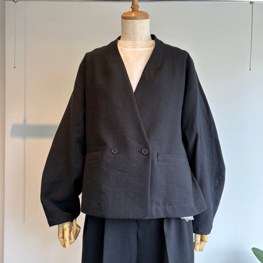 yuni//Linen/Polyester double cocoon short ジャケット　1701JK003261