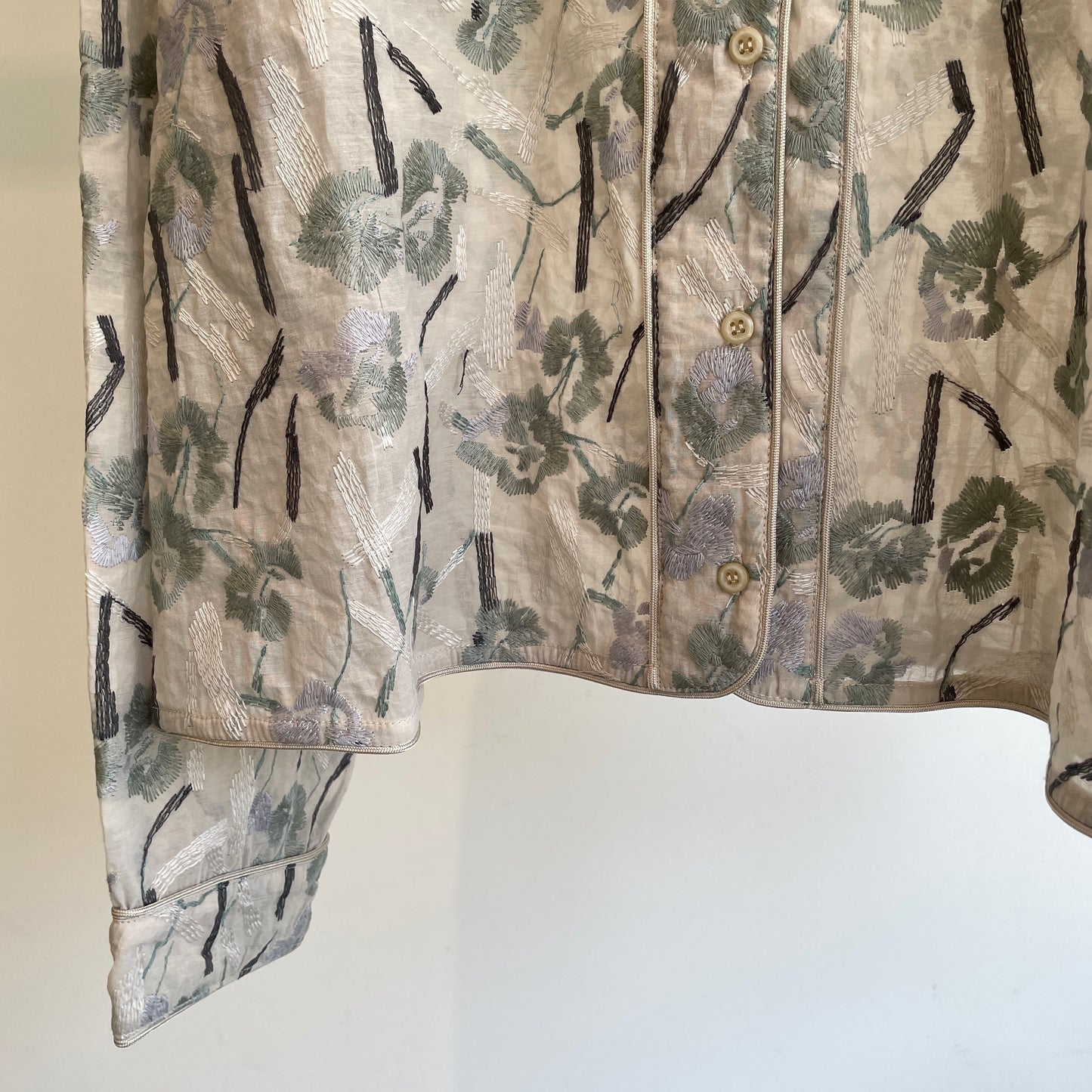 yuni//Cotton Nylon sheer blooming embroidery haori ブラウス 1701BL012262