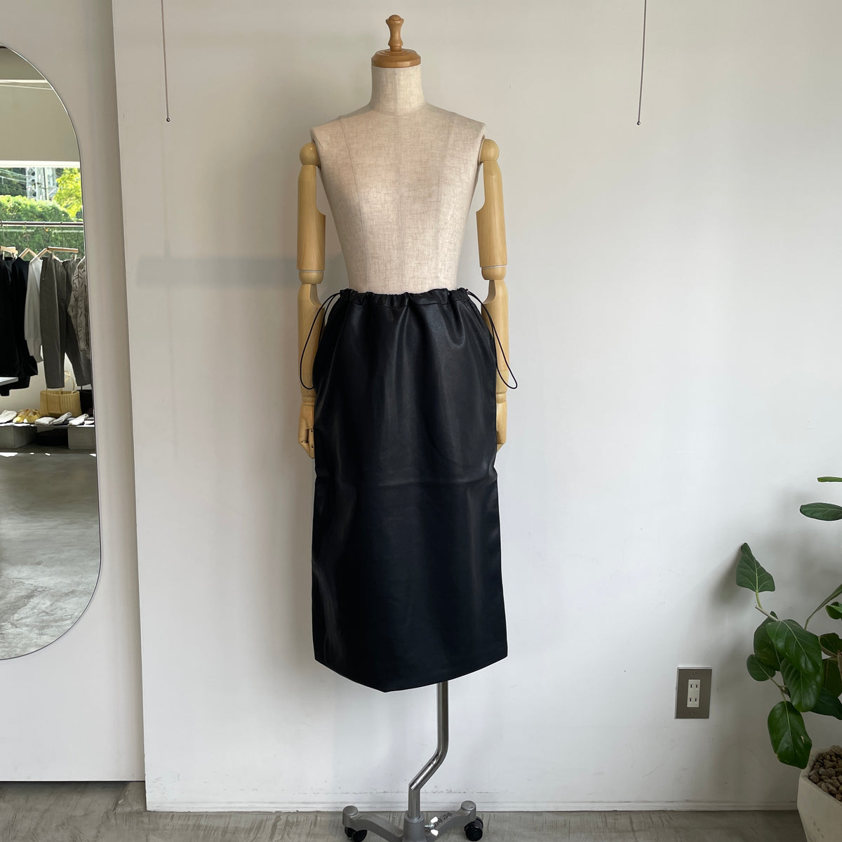 ALWEL//FAUX LEATHER DRAWSTRING SKIRT NAP-2