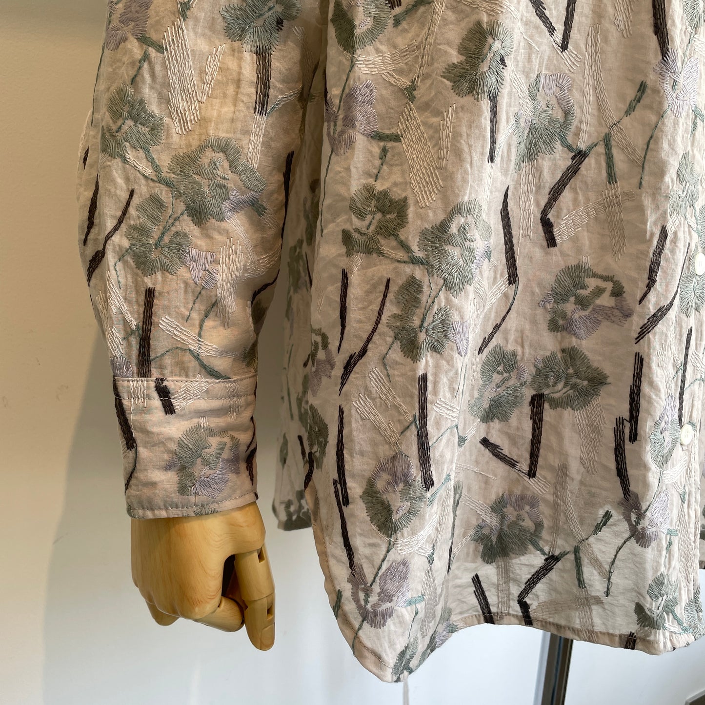 yuni//Cotton Nylon sheer blooming embroidery シャツ 1701BL011262