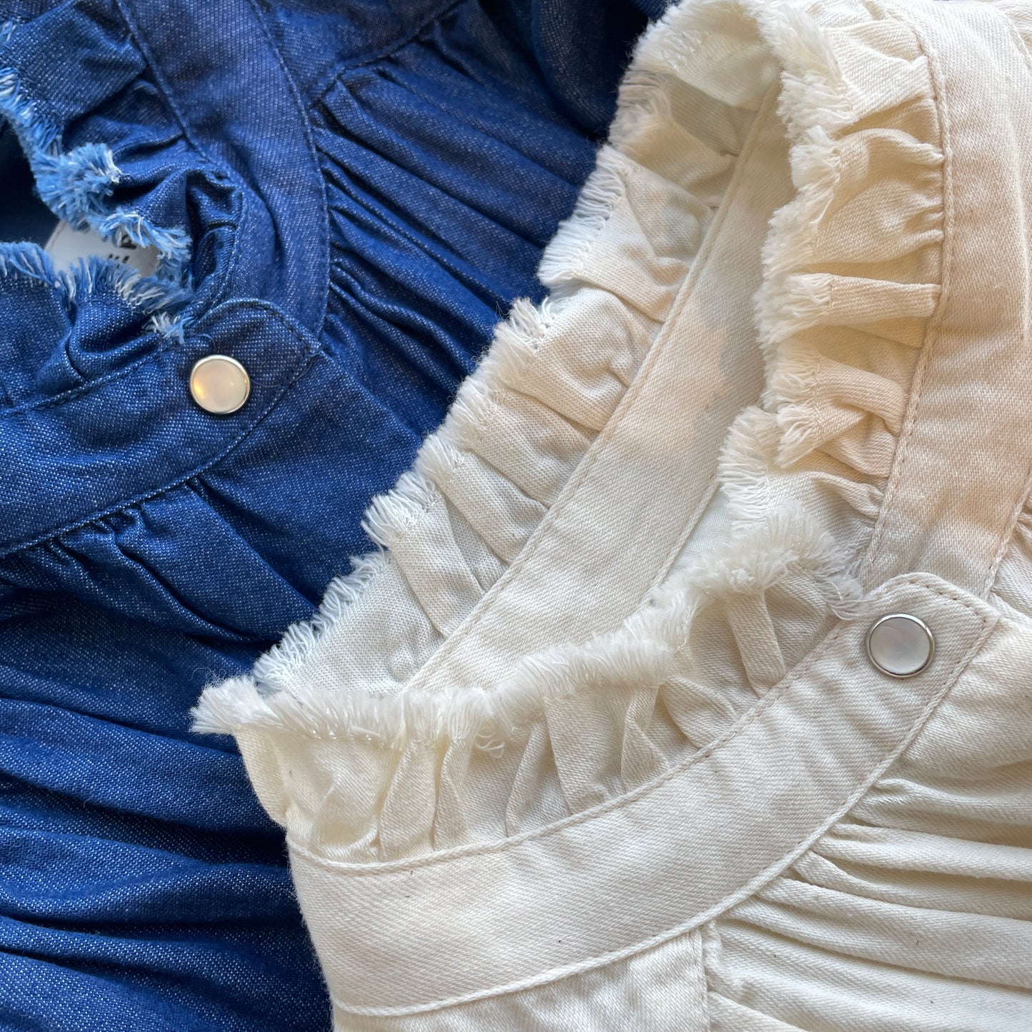 handsofcreation//5.0ZベンベルグウールデニムフリルカラーBL 02610602