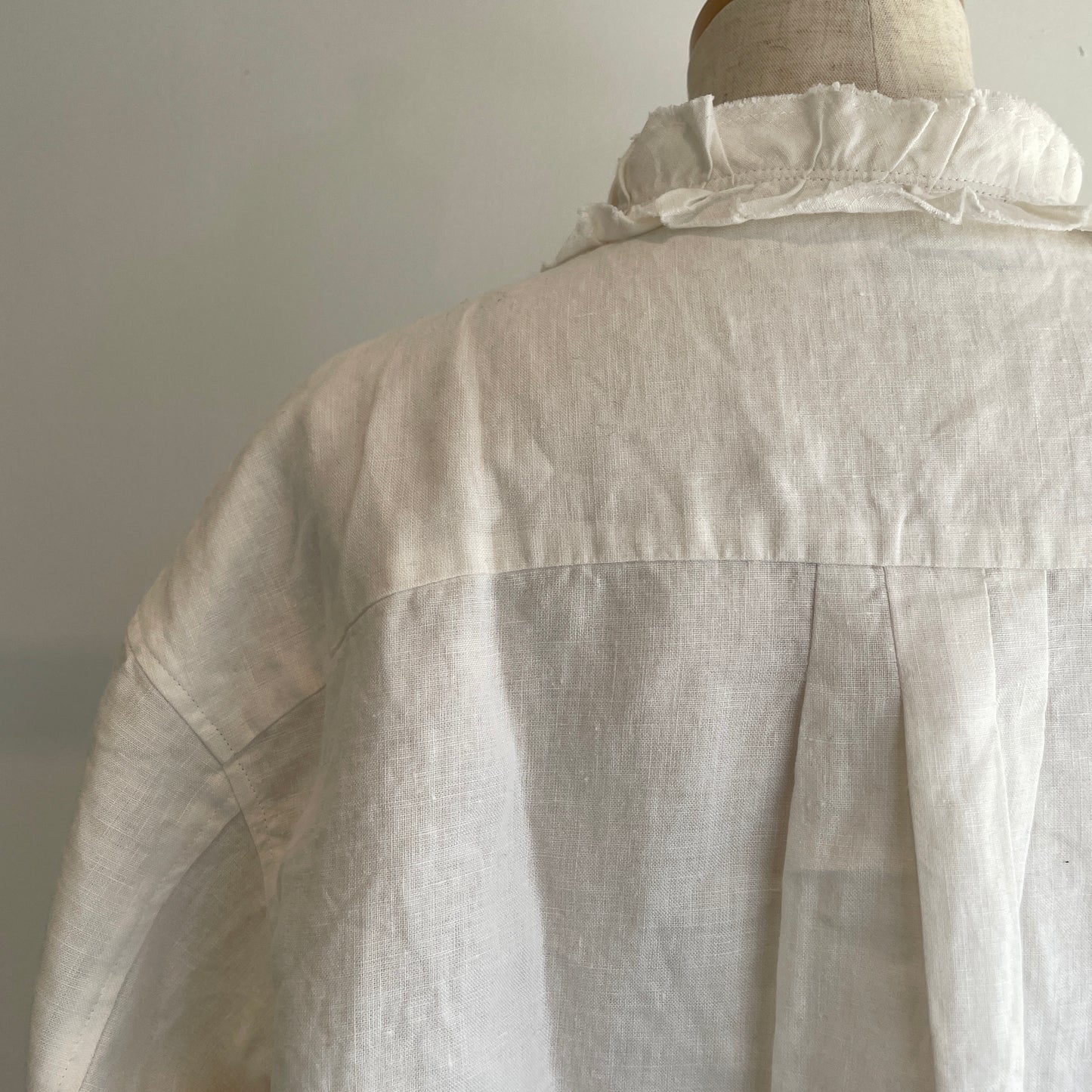 handsofcreation//40/-Linen分微起毛フリルシャツ　01610602