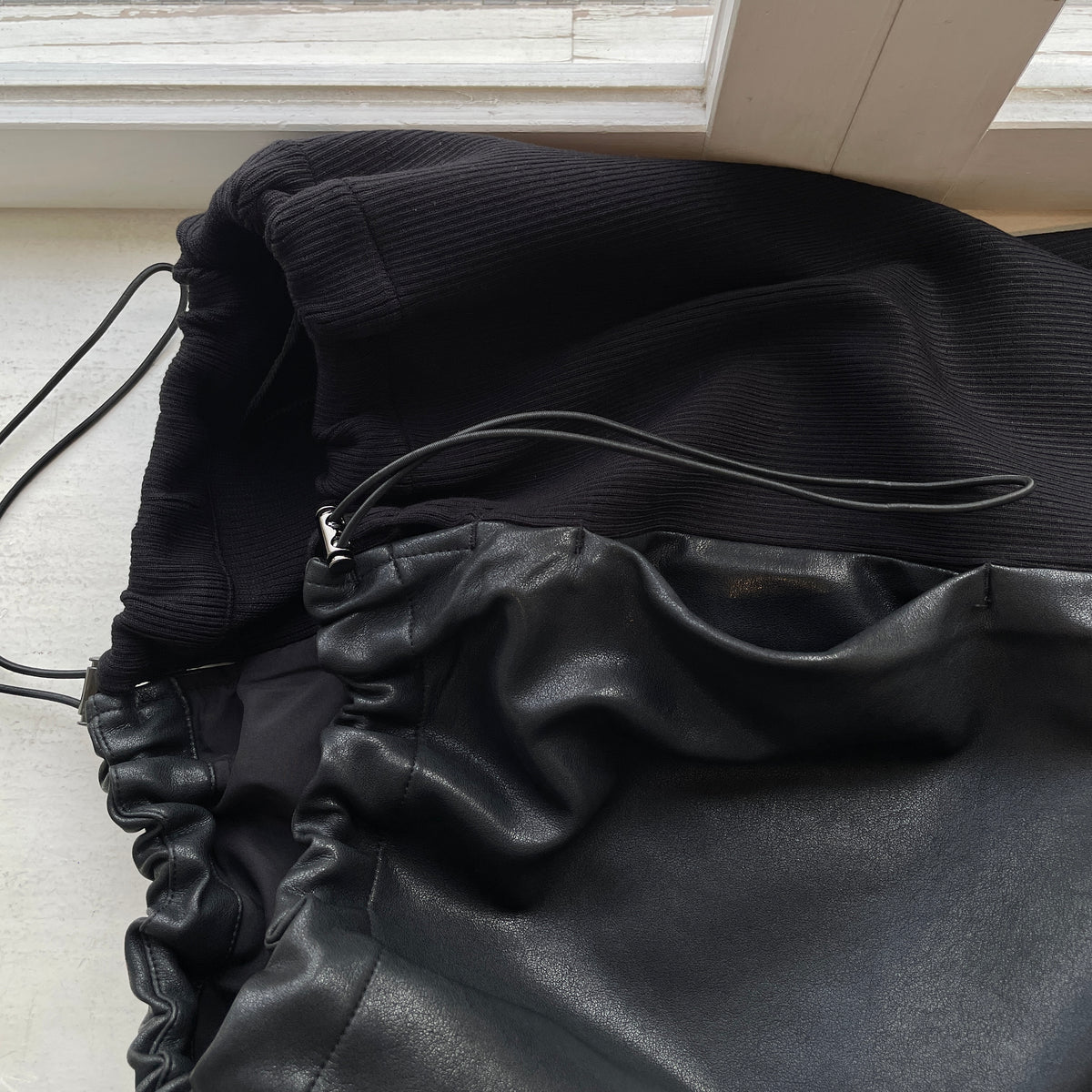 ALWEL//FAUX LEATHER DRAWSTRING SKIRT NAP-2