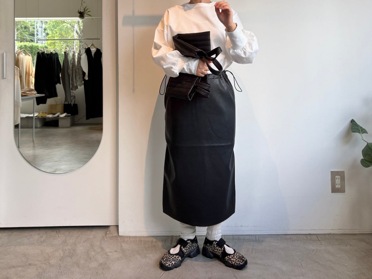 ALWEL//FAUX LEATHER DRAWSTRING SKIRT NAP-2