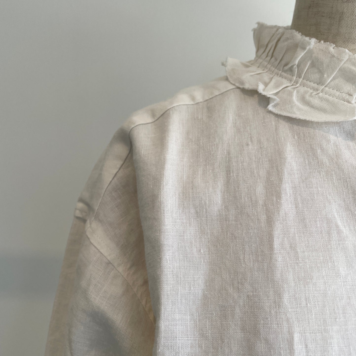 handsofcreation//40/-Linen分微起毛フリルシャツ　01610602