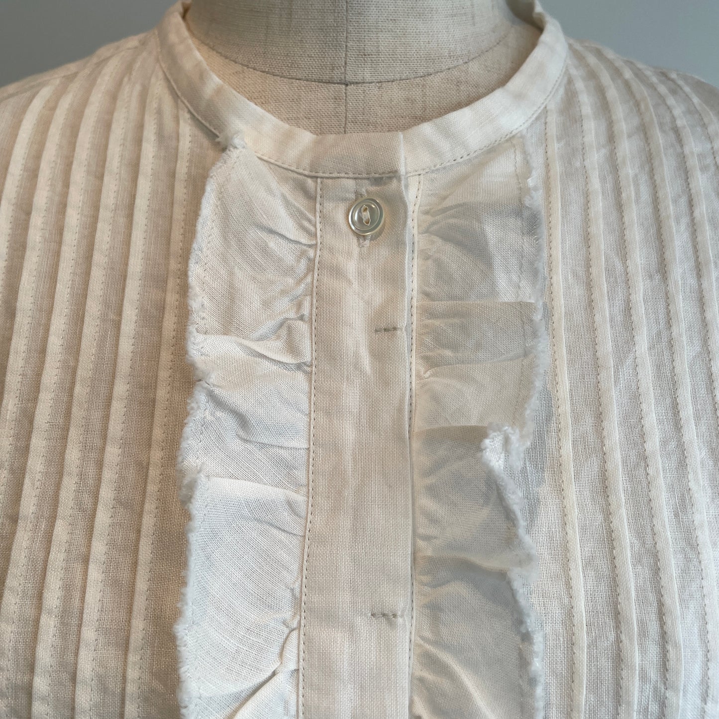 handsofcreation//Linen/Ra/chambrayプチスタンドタックフリルBL 01610612