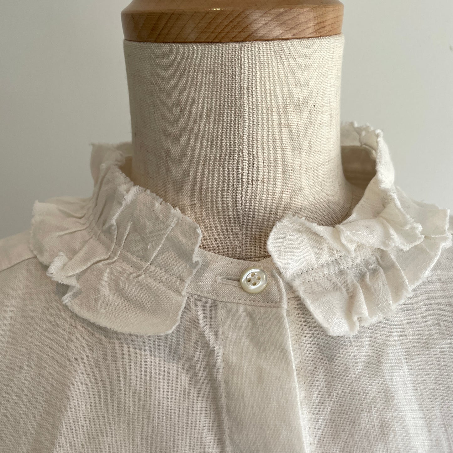 handsofcreation//40/-Linen分微起毛フリルシャツ　01610602