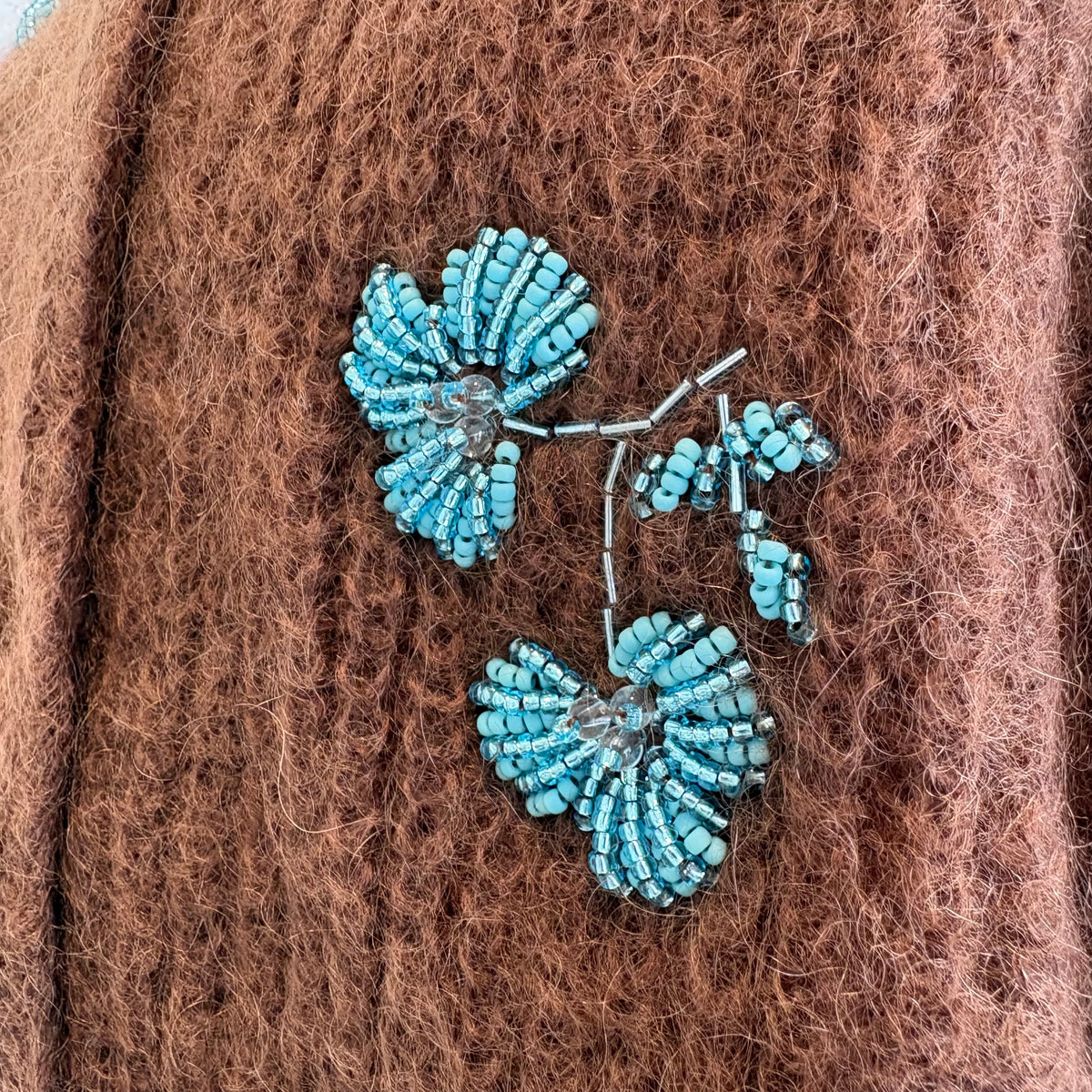 heriter//beads embroidery mohair cardigan  H0-00-1007