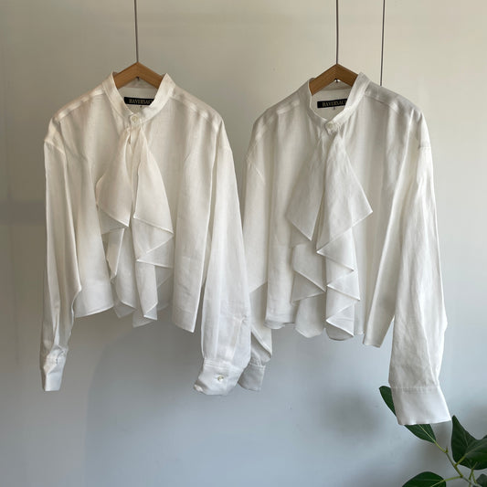 HAVERSACK //リネンポプリンクロップドフリルシャツ　622623