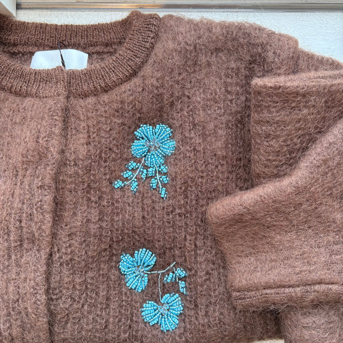 heriter//beads embroidery mohair cardigan  H0-00-1007