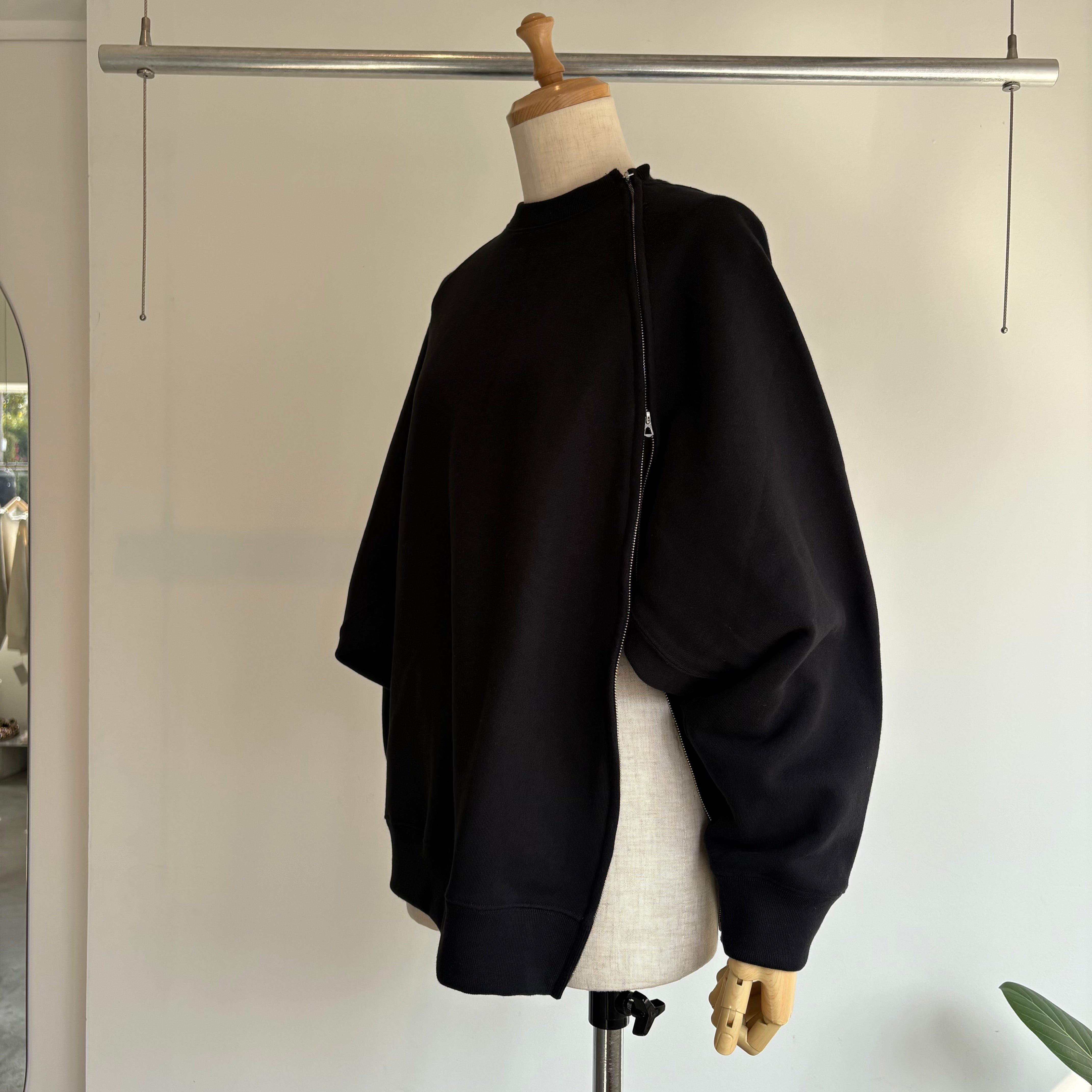 haversack//高密度裏毛クルーネックシームZIPスエットシャツ 612620