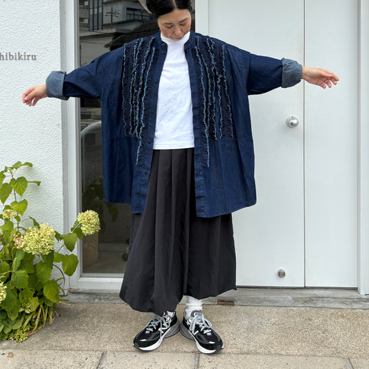 buoy//5.5OZLIGHT DENIM FRILL SHIRT 2701BL003252