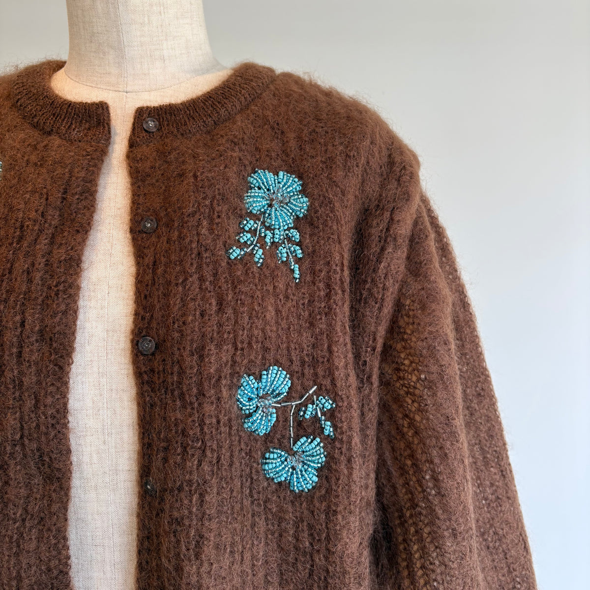 heriter//beads embroidery mohair cardigan  H0-00-1007