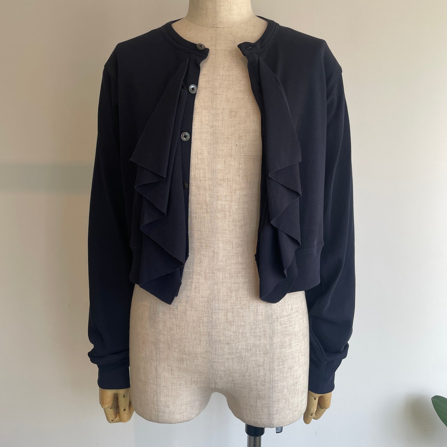 HAVERSACK //強撚スムースクルーネックフリルカーディガン　612600