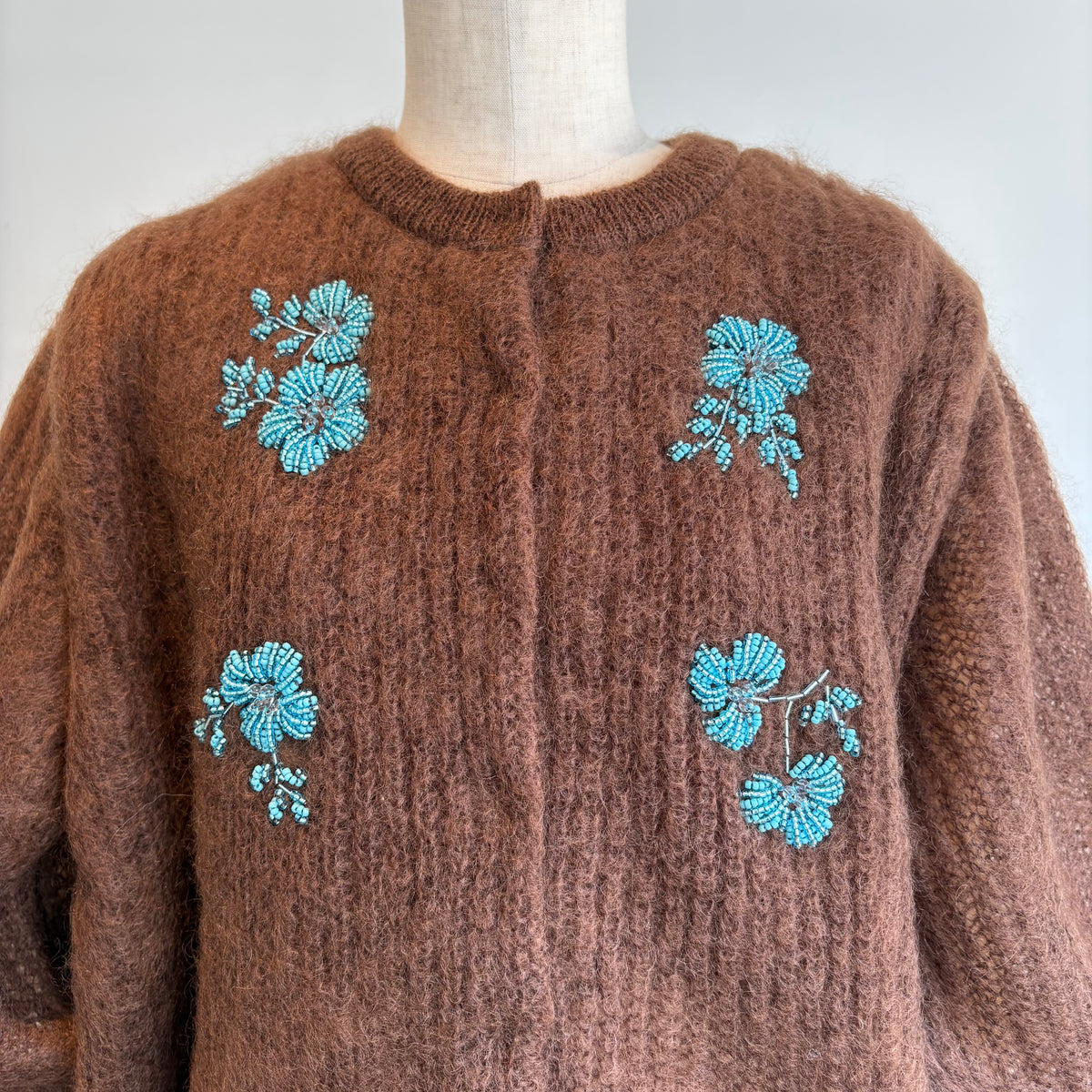 heriter//beads embroidery mohair cardigan  H0-00-1007
