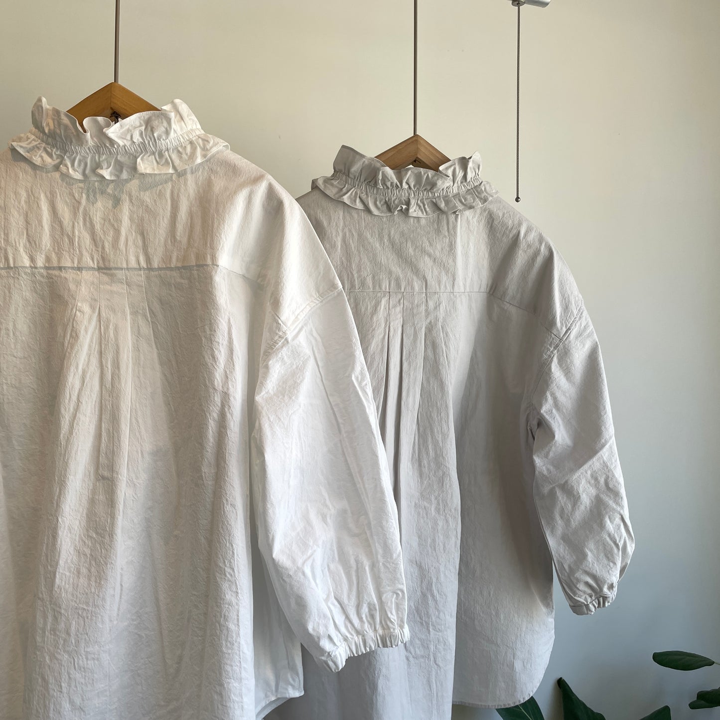 handsofcreation//強撚cotton桐七炊き変形フリル7分袖BL 01630642