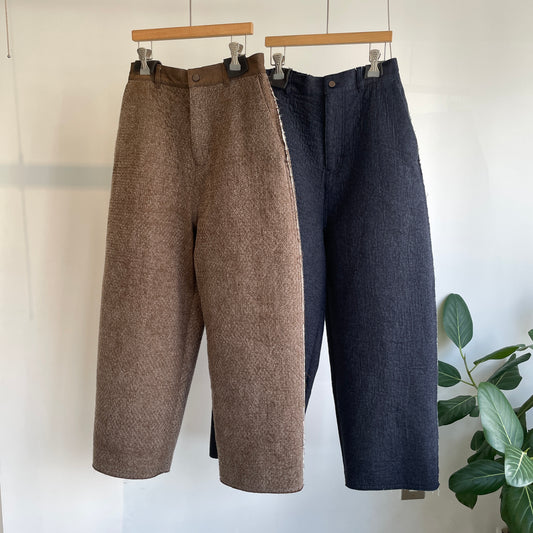 qiri //Denim/ fleece needle punch カーブパンツ　6301PT007252