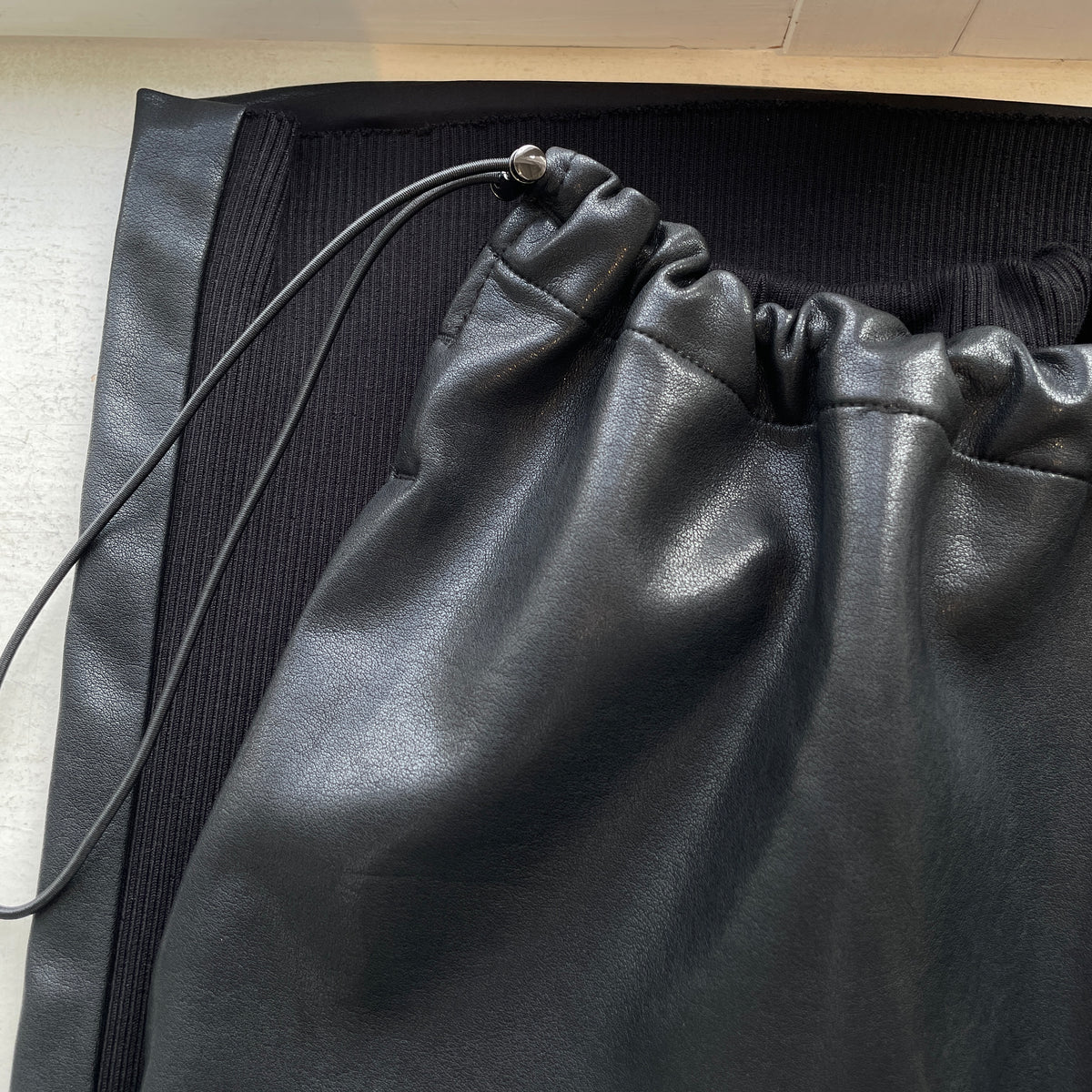 ALWEL//FAUX LEATHER DRAWSTRING SKIRT NAP-2
