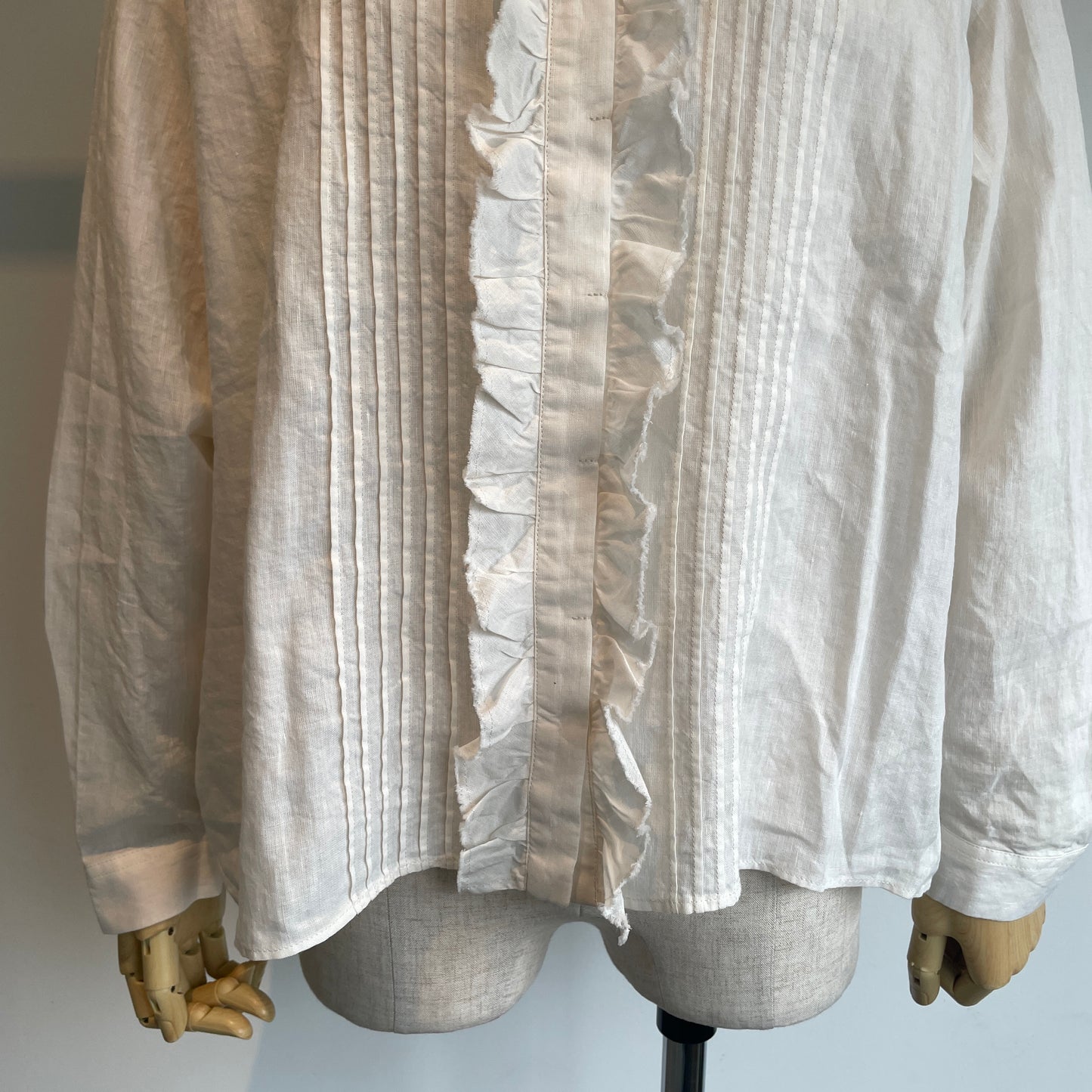 handsofcreation//Linen/Ra/chambrayプチスタンドタックフリルBL 01610612