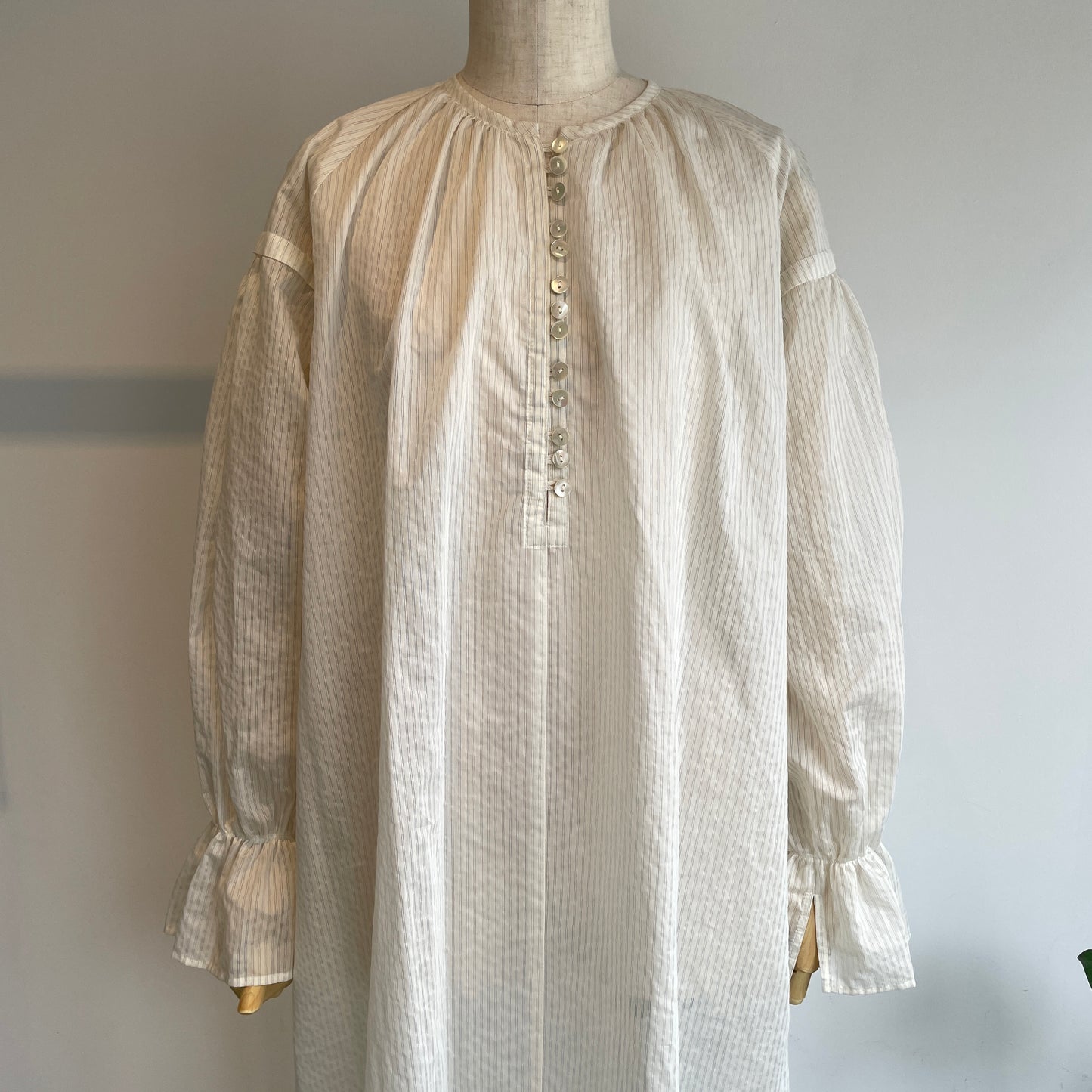 yuni //C/Pe stripe gather sleeves OP 1701OP019261