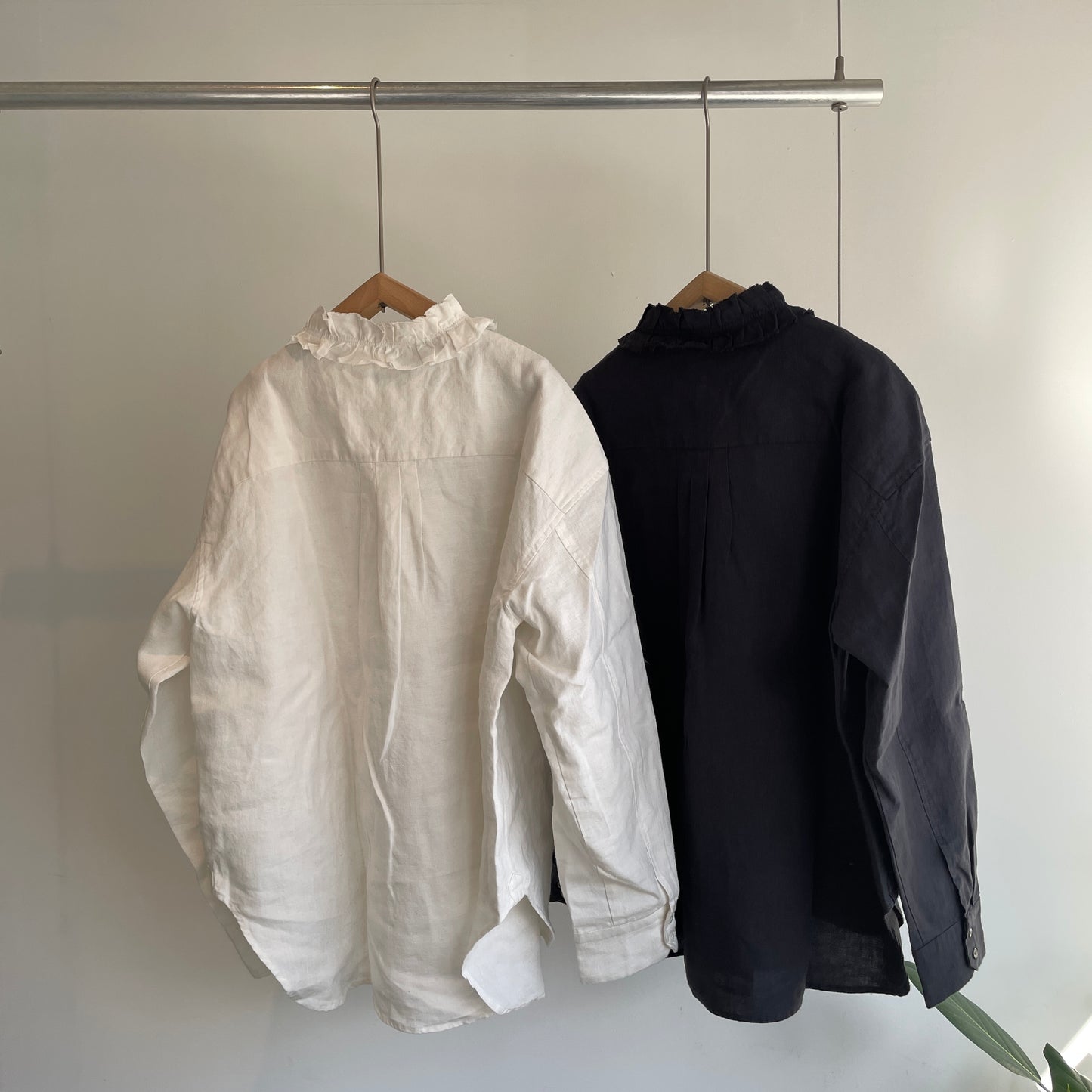 handsofcreation//40/-Linen分微起毛フリルシャツ　01610602