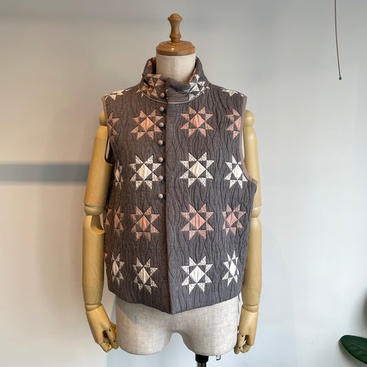 qiri //patchwork quilt jacquard vest 6301BL001252