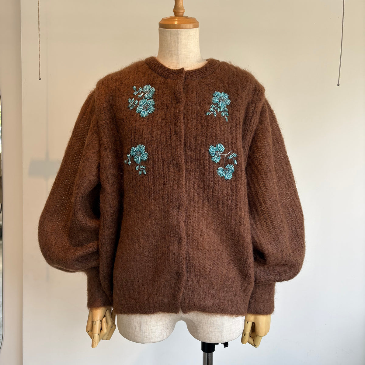 heriter//beads embroidery mohair cardigan  H0-00-1007