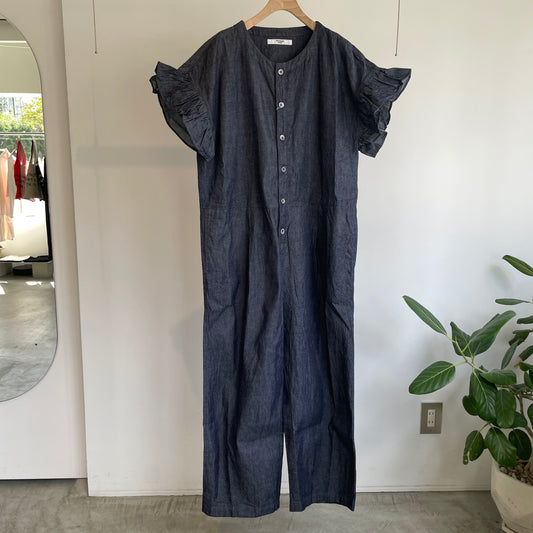 universaltissu//6ozデニムフリルスリーブサロペットPT  US251PT021