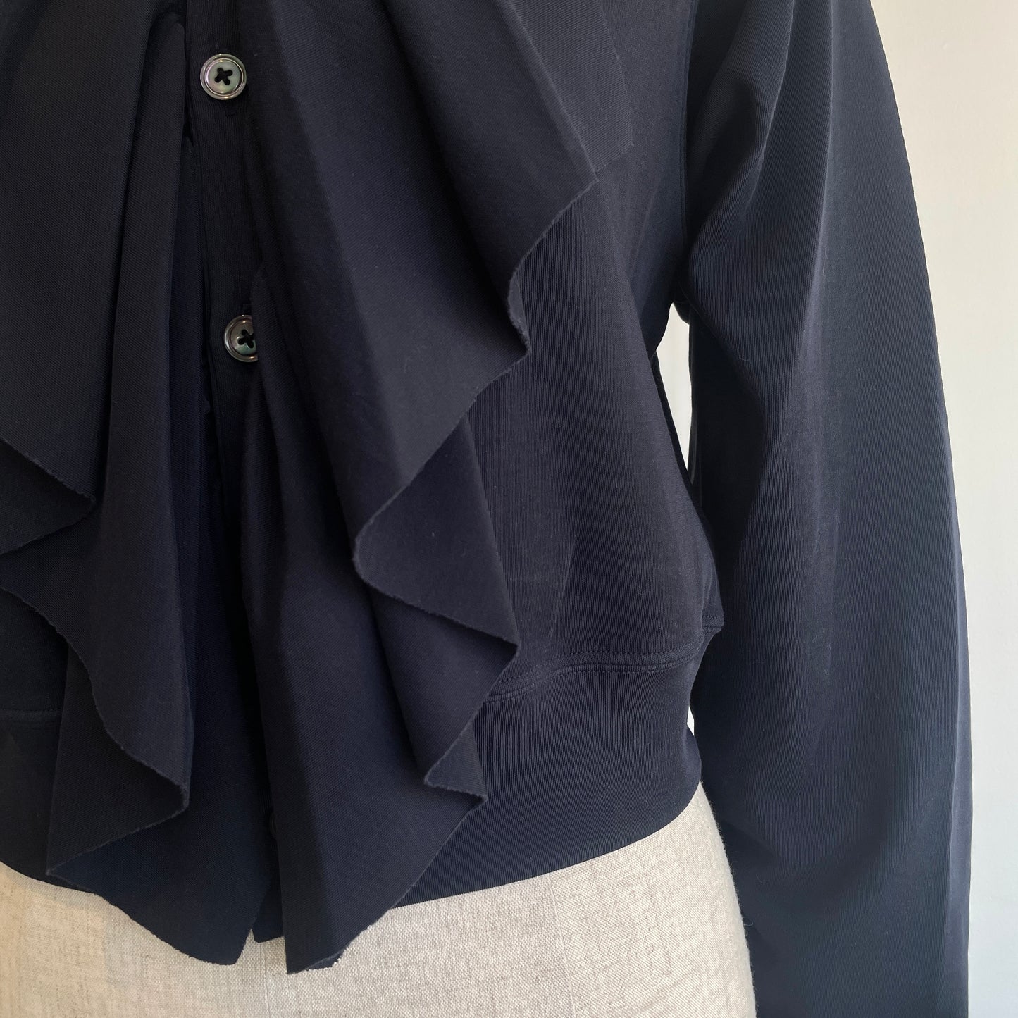 HAVERSACK //強撚スムースクルーネックフリルカーディガン　612600