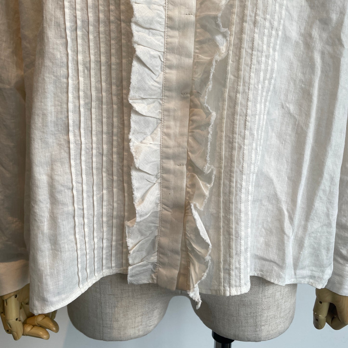 handsofcreation//Linen/Ra/chambrayプチスタンドタックフリルBL 01610612