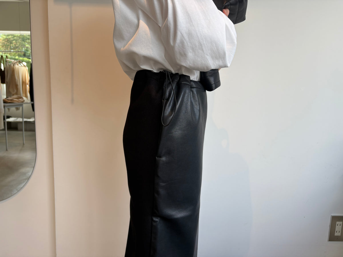 ALWEL//FAUX LEATHER DRAWSTRING SKIRT NAP-2