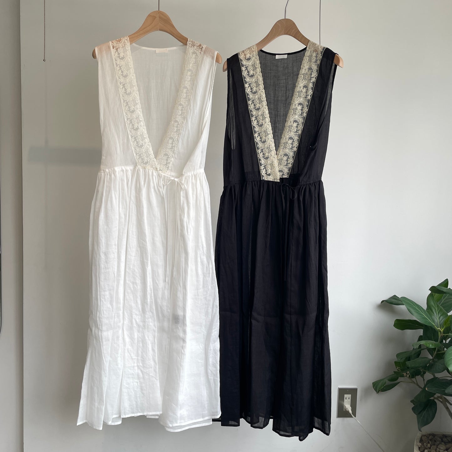 heriter//tulle lace ramie dress H1-25-7009