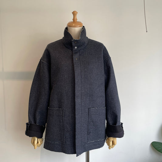 qiri //Denim/freece needle punch オーバージャケット　6301JK004252