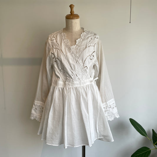 heriter//bobbin lace cutwork parts blouse HO-00-3079