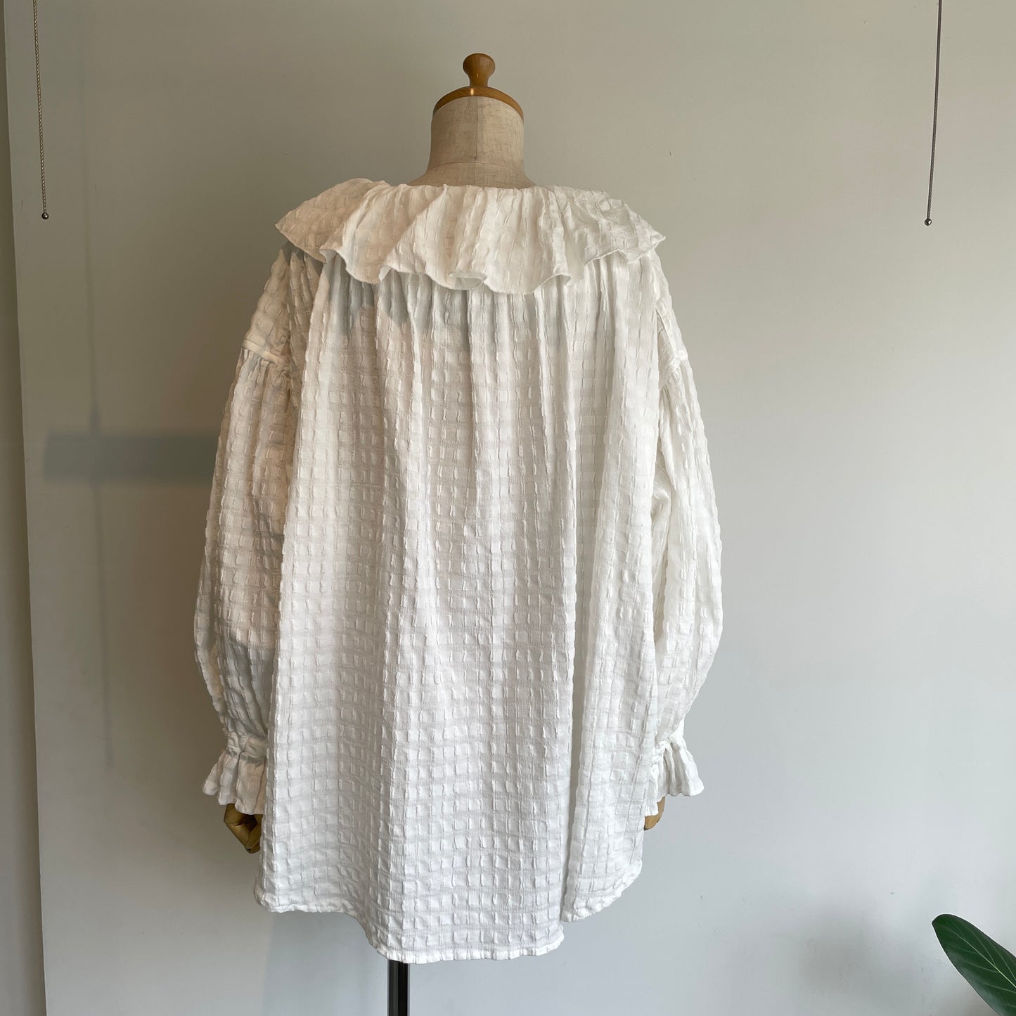 buoy buoy//SHEER CHECK TACK FRILL ブラウス　2701BL004262