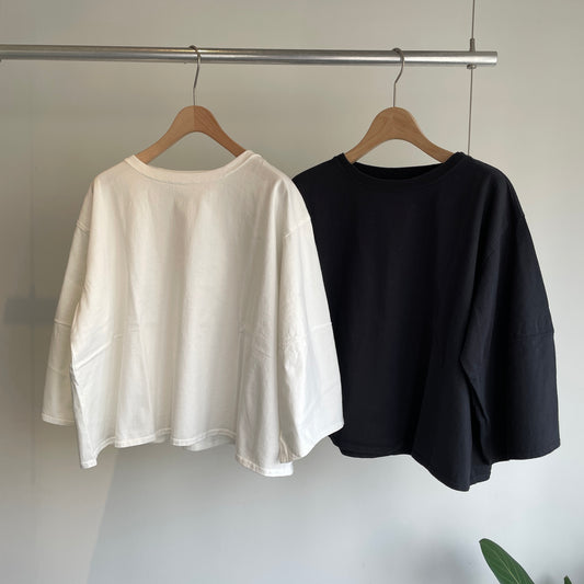 handsofcreation //USA18/-天竺ショート丈ゆるフレアT 01610806