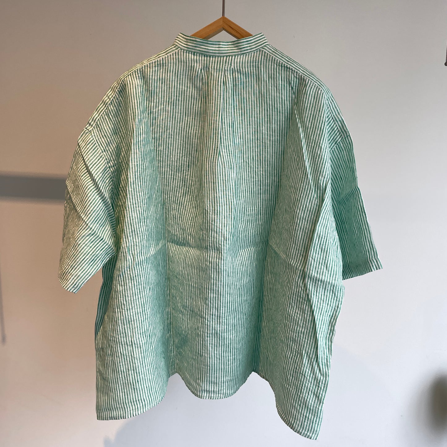 handsofcreation//先染めFrench Linenシンプルバンドカラーシャツ01620635