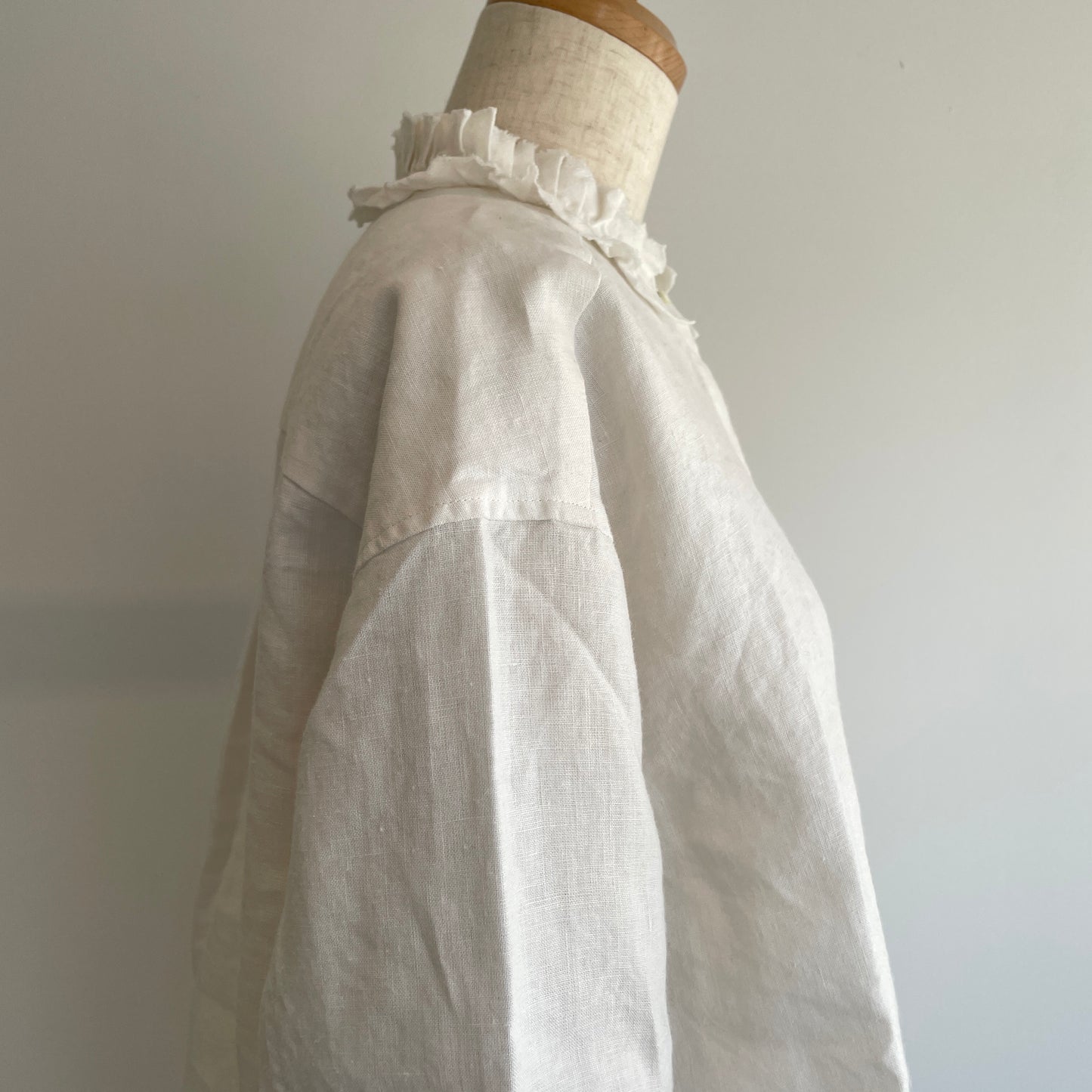 handsofcreation//40/-Linen分微起毛フリルシャツ　01610602