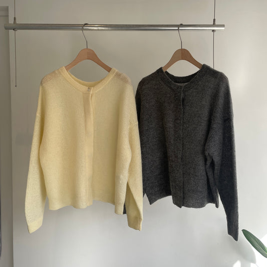 handsofcreation//モヘヤウール9G片畦ボリュームスリーブ2wayカーディガン　1540722